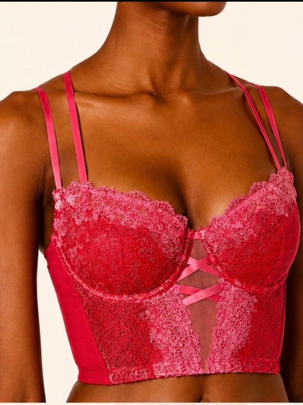 NWT Cosabella Veneto Balconette Bustier 32B Rossa Quartz Pink Lace Longline Bra